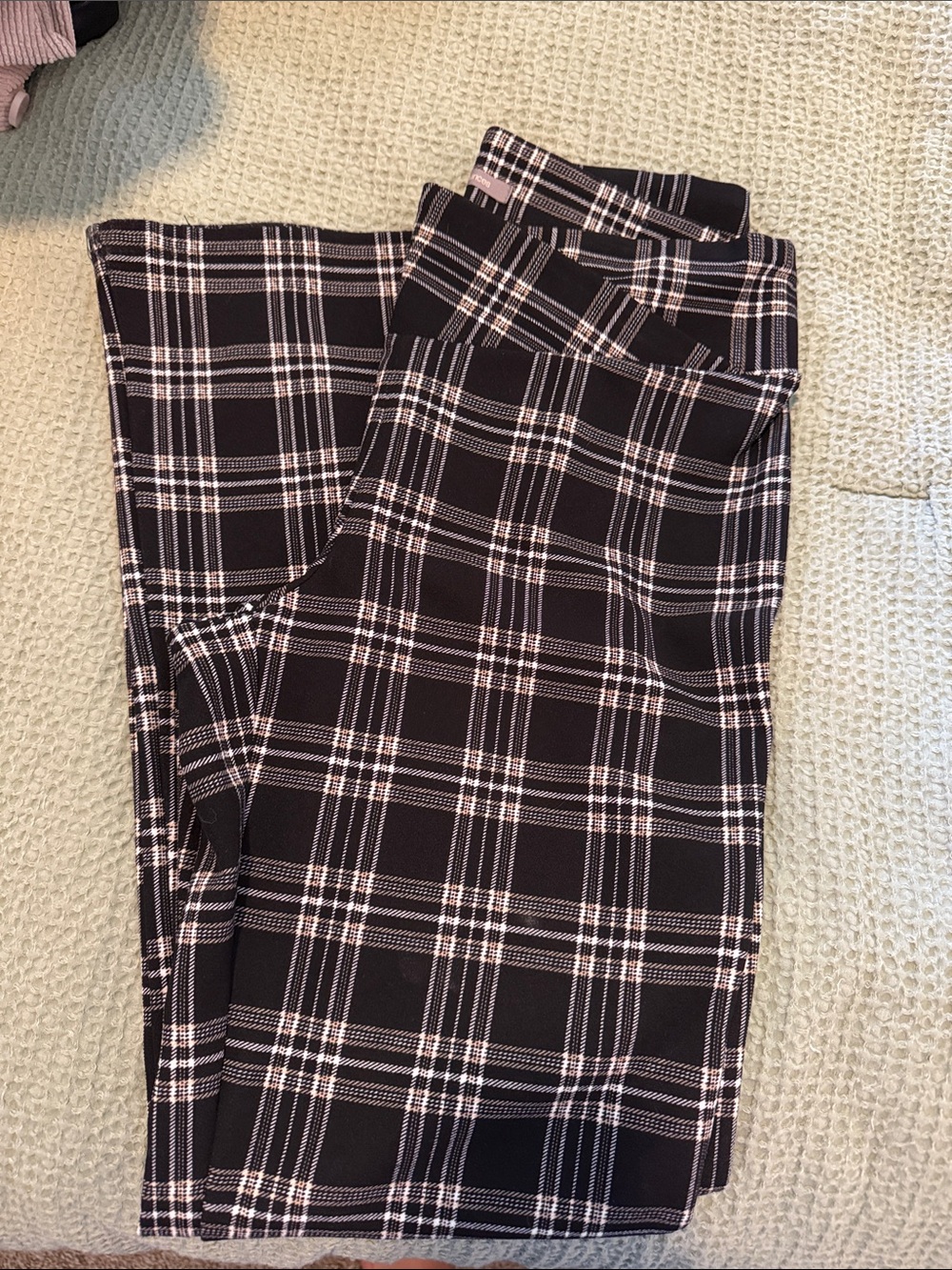 Black Plaid Trousers with White & Tan Check